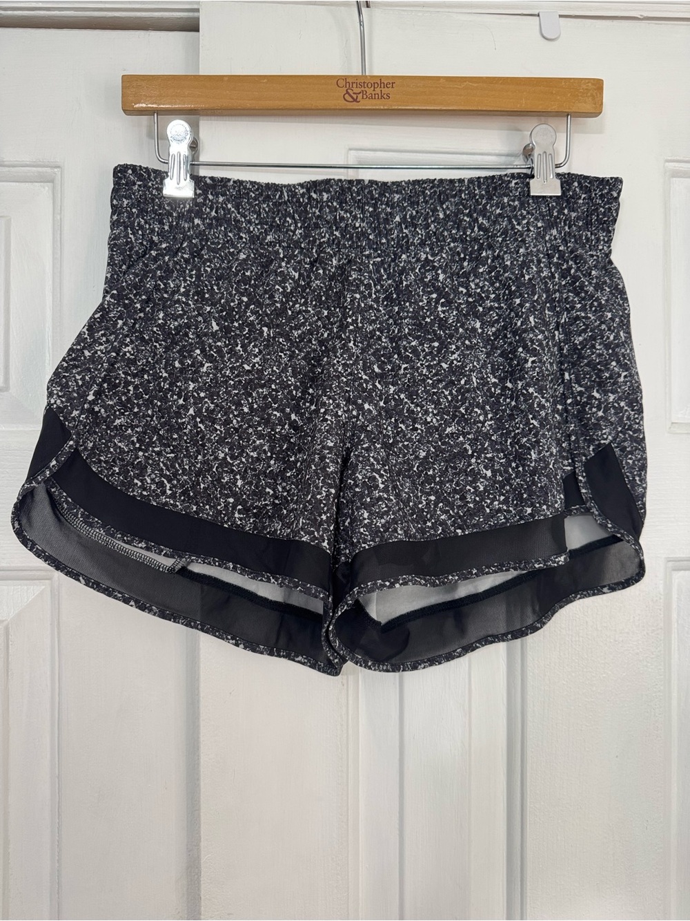 Athleta Black Speckle Layered Running Shorts 4” inseam